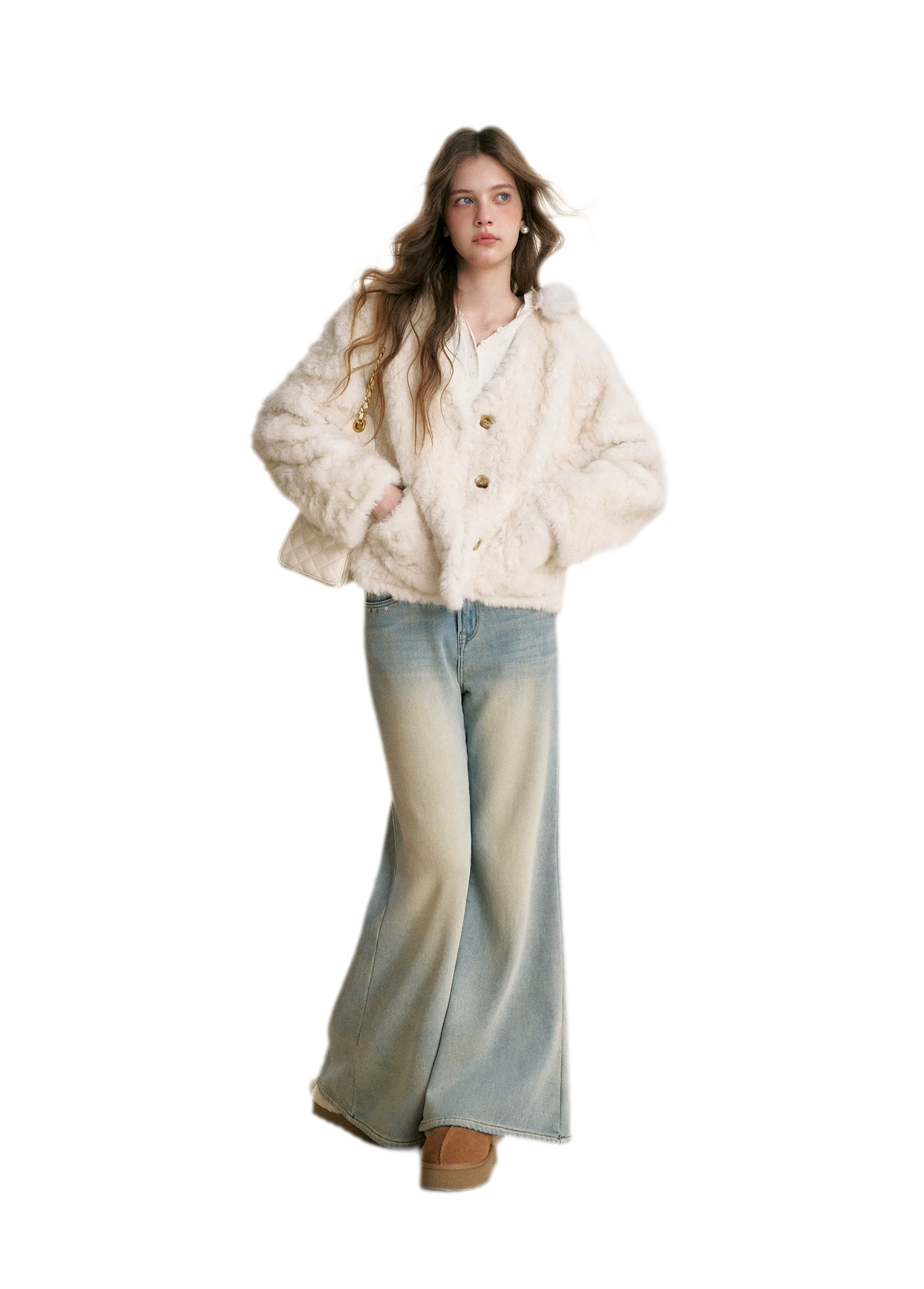Detachable Scarf Plush Jacket