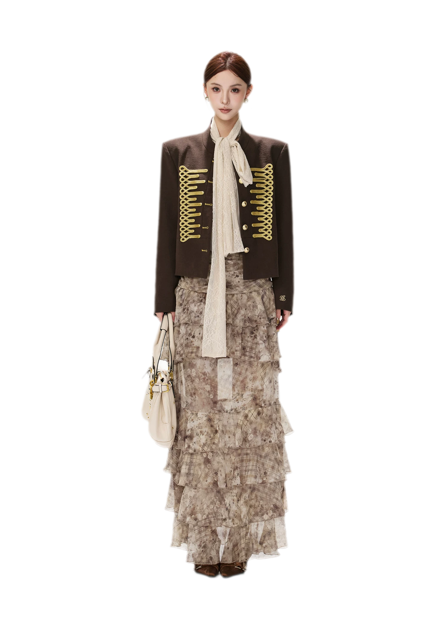 Textured Cropped Stand-Collar Jacket