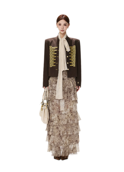 Textured Cropped Stand-Collar Jacket