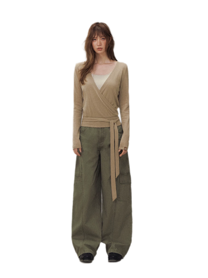 Wrap Tie Knit Top