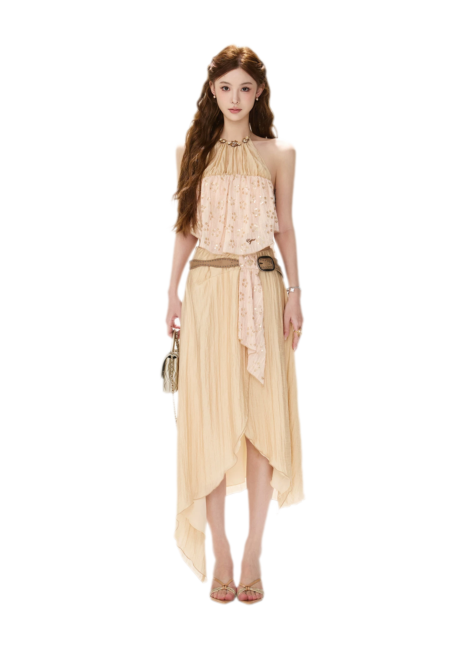 CYNR Beaded Halter Pleated Set – view 3