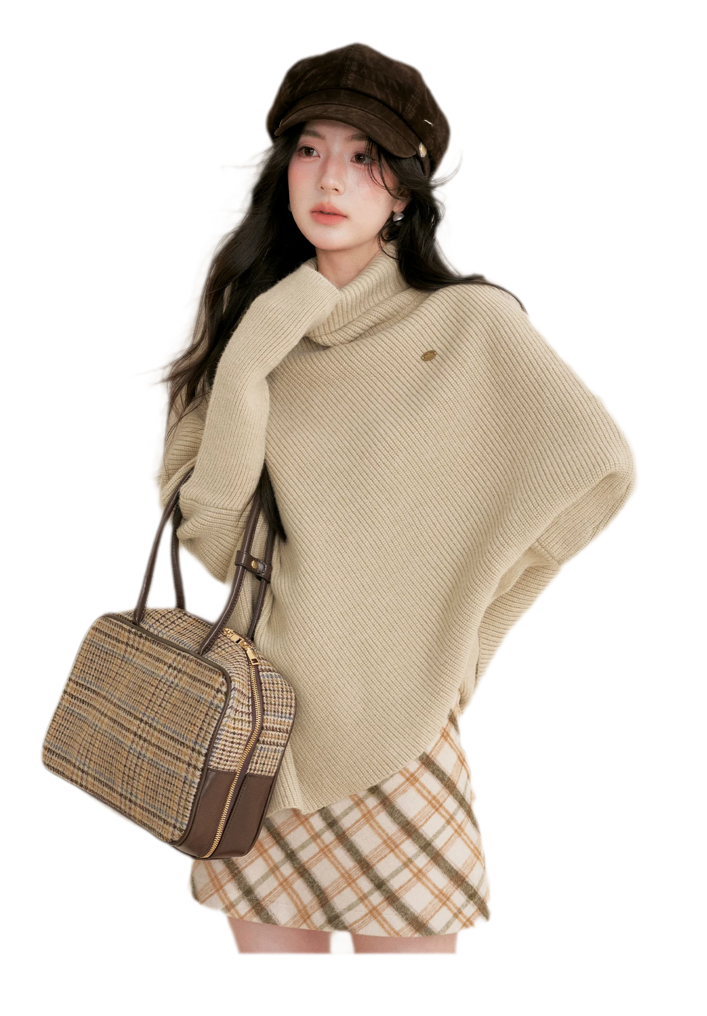 High Neck Poncho Sweater