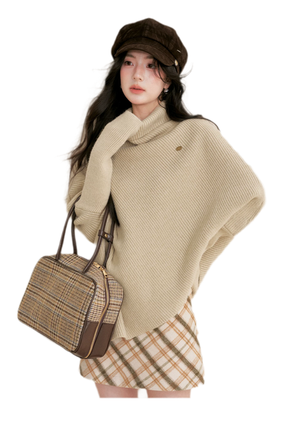 High Neck Poncho Sweater
