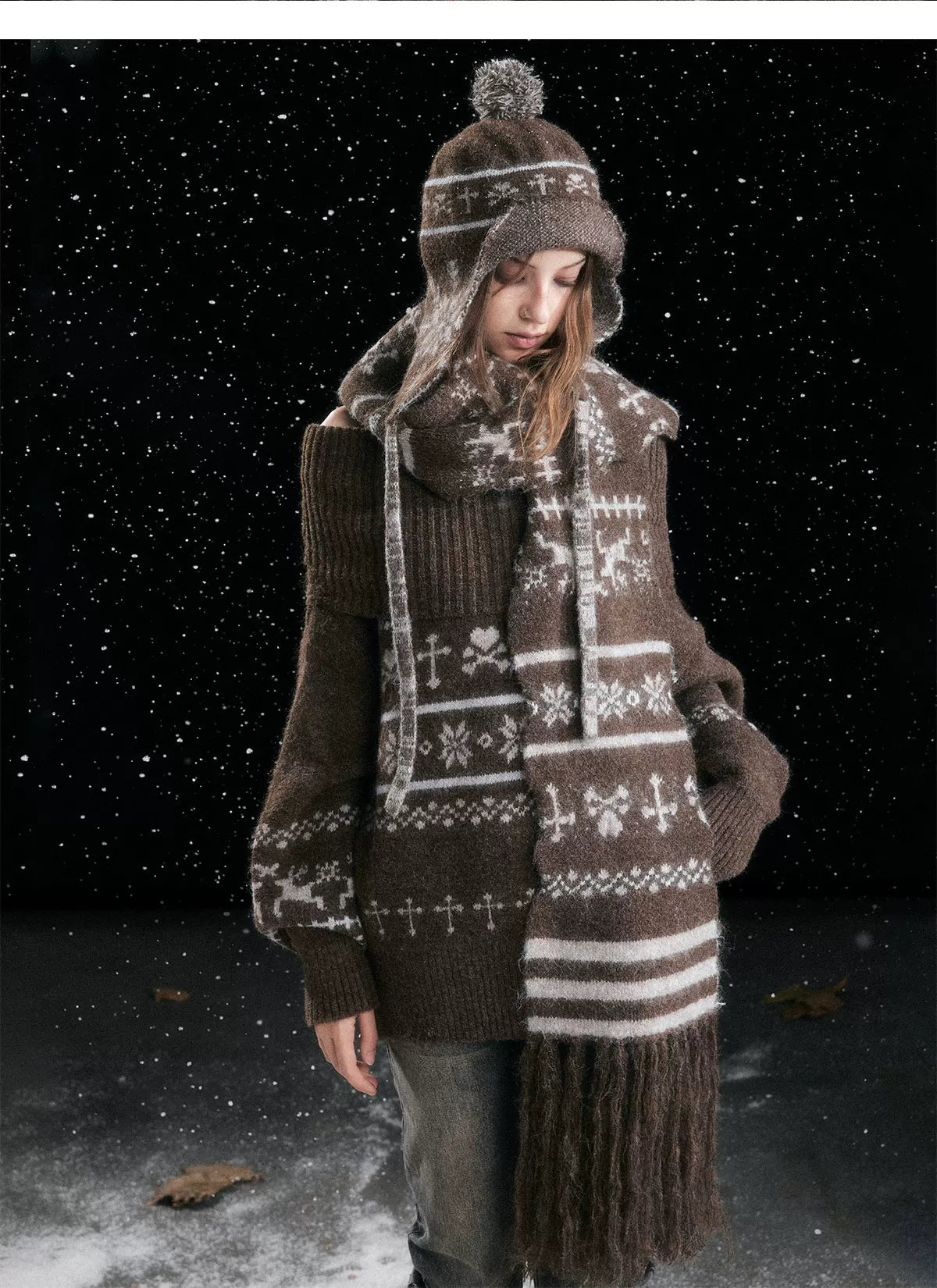 Fair Isle Ear-Flap Knit Hat