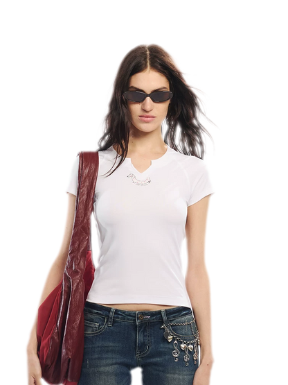 Summer V-neck Slim Fit T-shirt