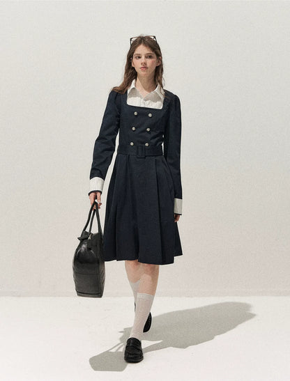 Vintage Trench Collar Dress