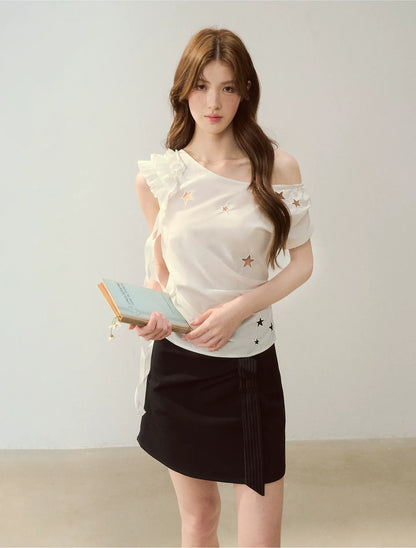 Star Embroidery Asym Shirt