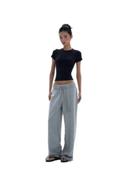 Wide-Leg Drawstring Sweatpants