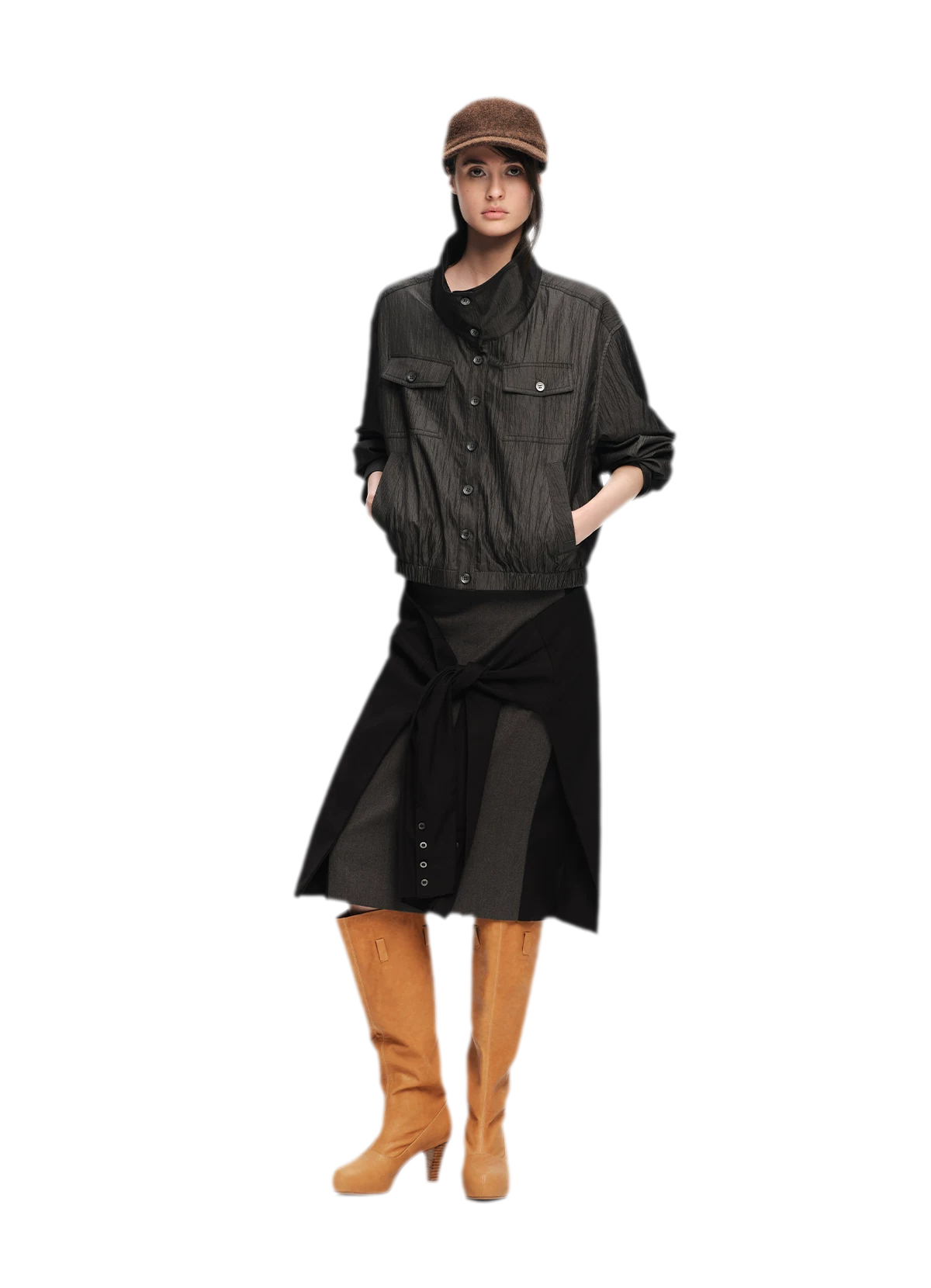 Lightweight High-Collar Cropped Jacket