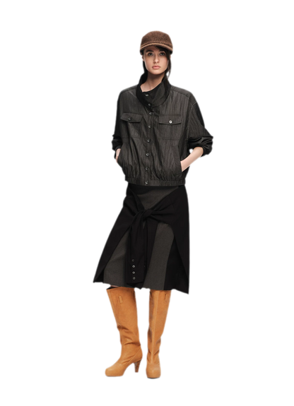Lightweight High-Collar Cropped Jacket