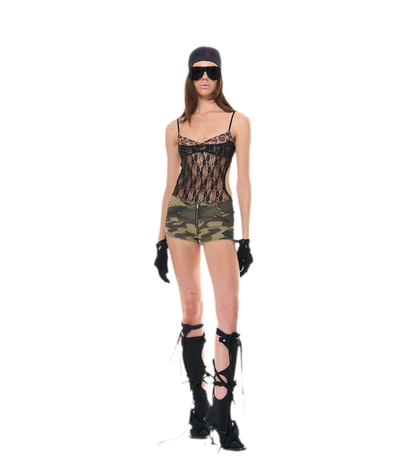 Camouflage Lace Trim Shorts