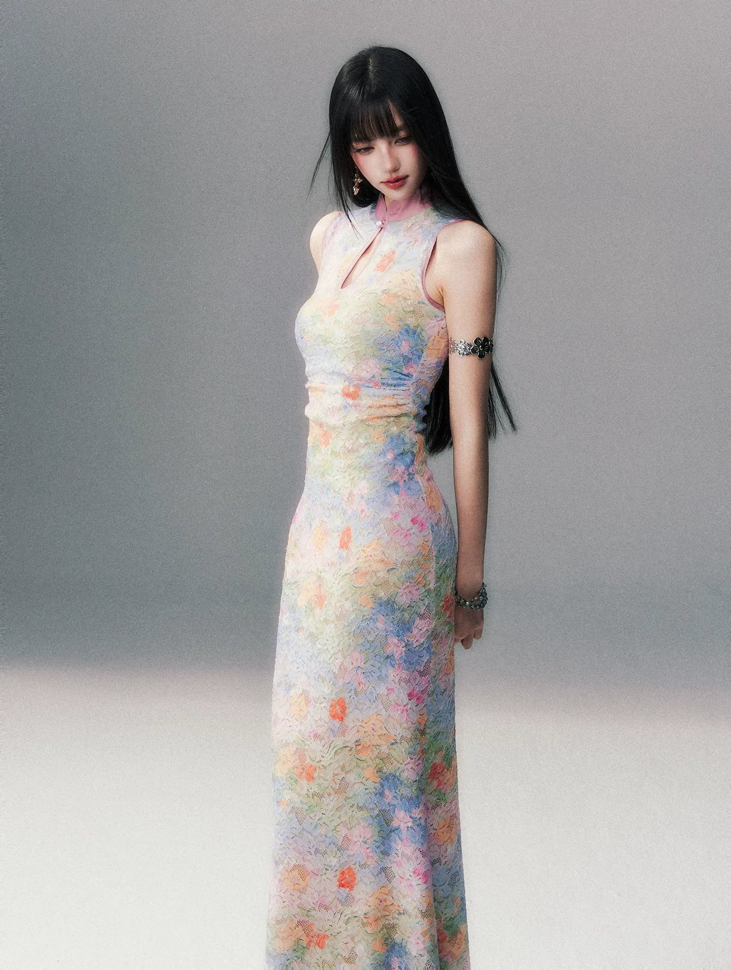 Spring Oil Painting Qipao Dress