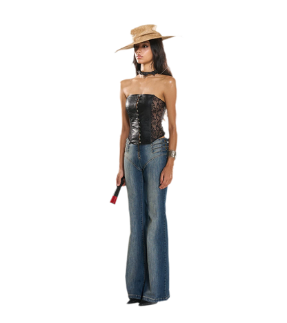 Washed Denim Multi-Belt Jeans