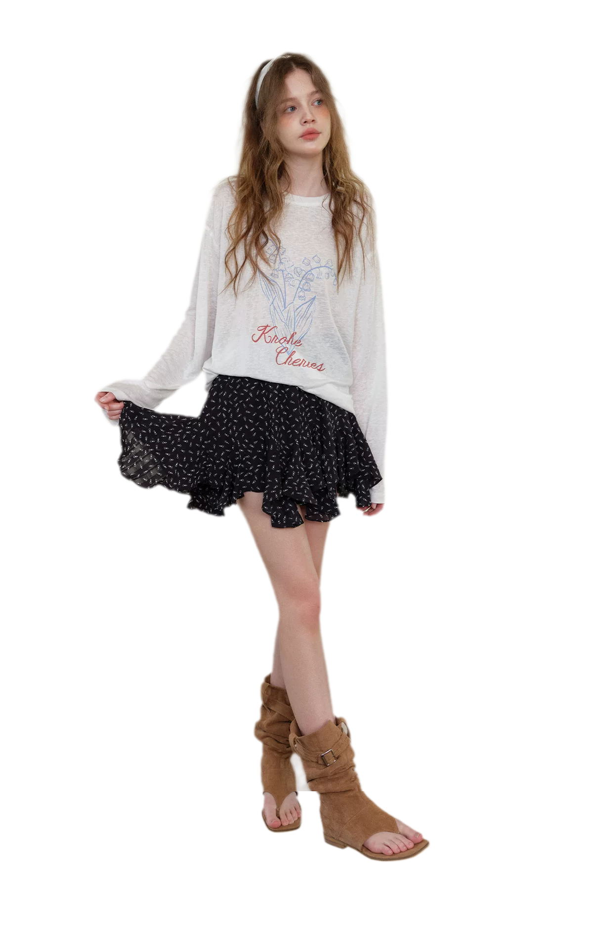 Hand-Drawn Floral Sun Protection Pullover
