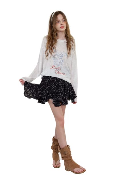 Hand-Drawn Floral Sun Protection Pullover