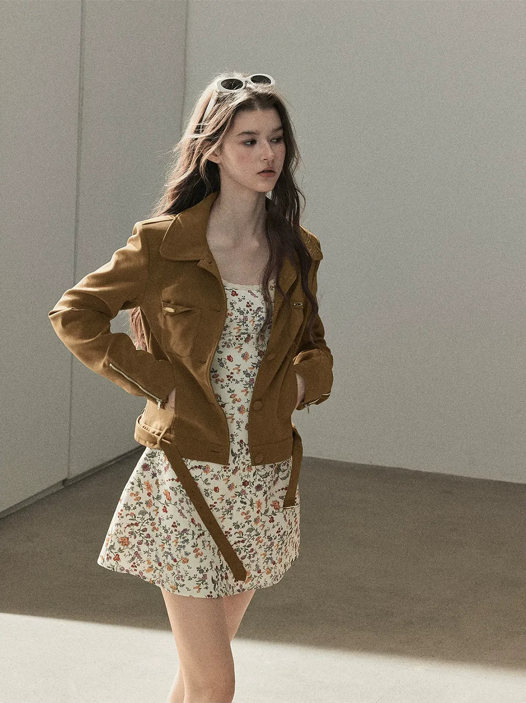 Soft Suede Cropped Utility Jacket