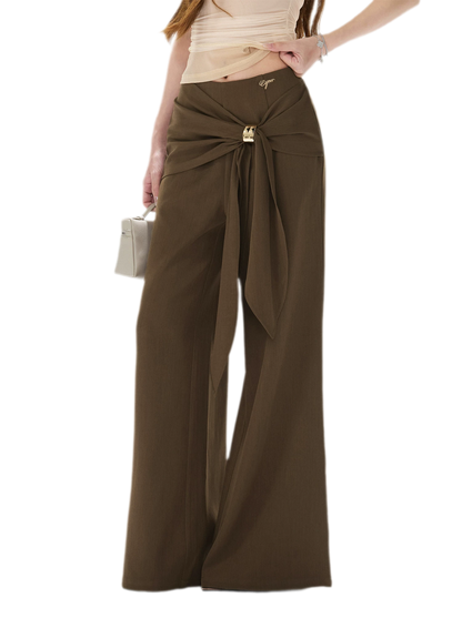 Twist Belt Wide-Leg Pants