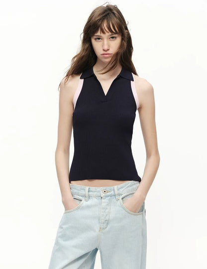Contrast Rib Polo Tank