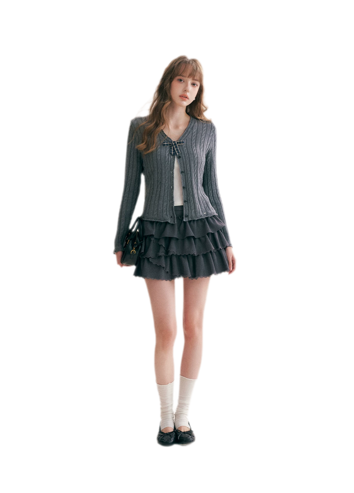 Cable Knit V-Neck Cardigan