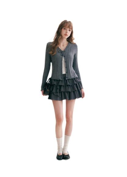 Cable Knit V-Neck Cardigan