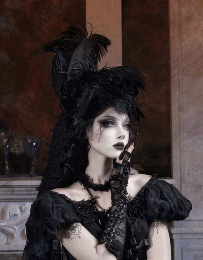 Feather Veil Gothic Hat