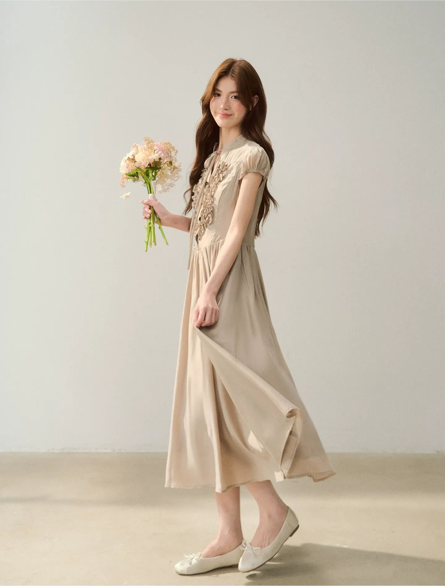Ruffle V-Neck Maxi Dress