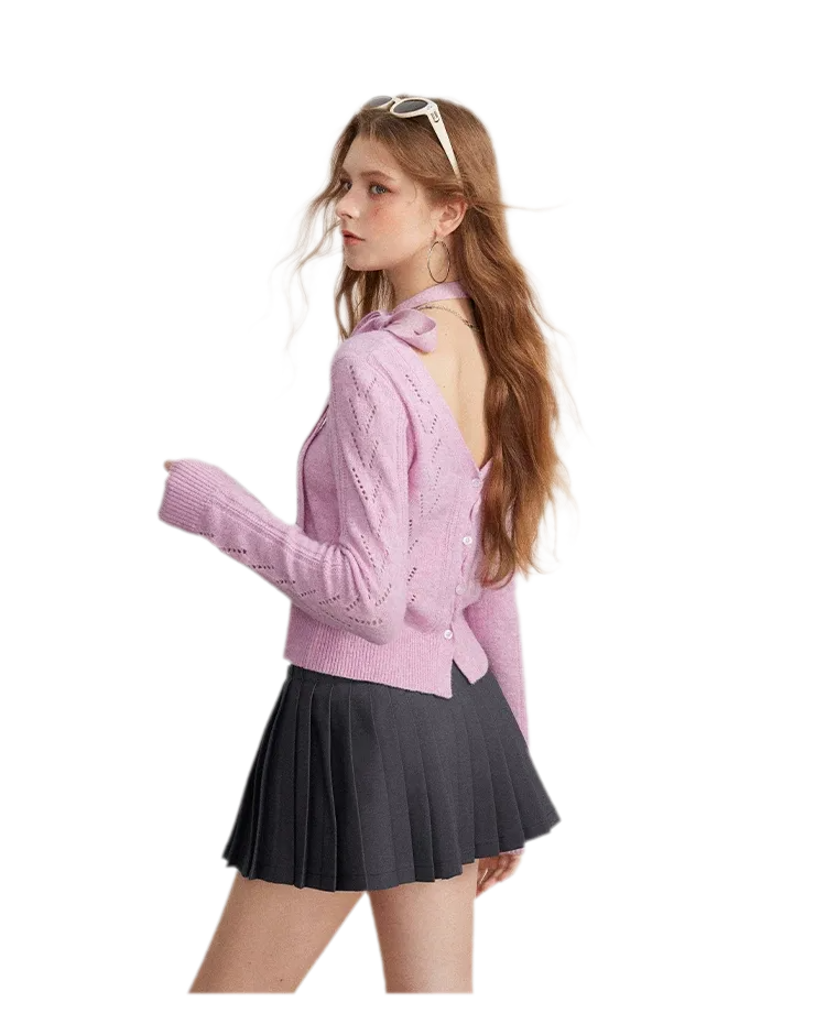 Openwork Reversible Knit Top