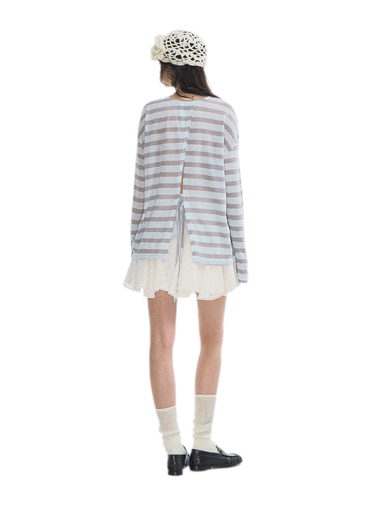 Contrast Lace Bow Blouse