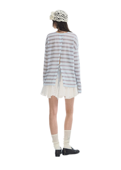 Contrast Lace Bow Blouse