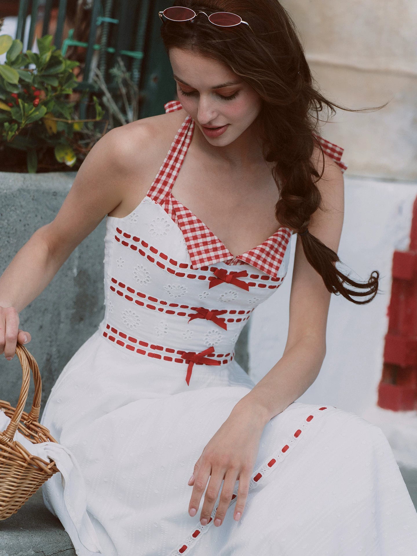 Cotton Embroidered Halter Dress