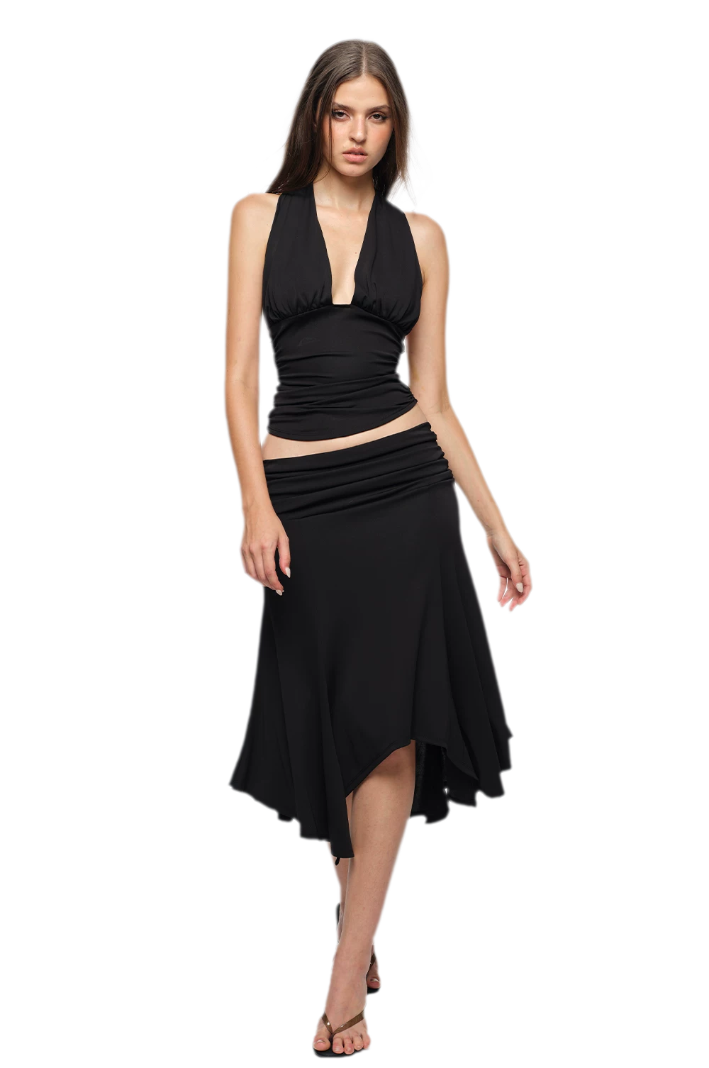 Deep V Ruched Top