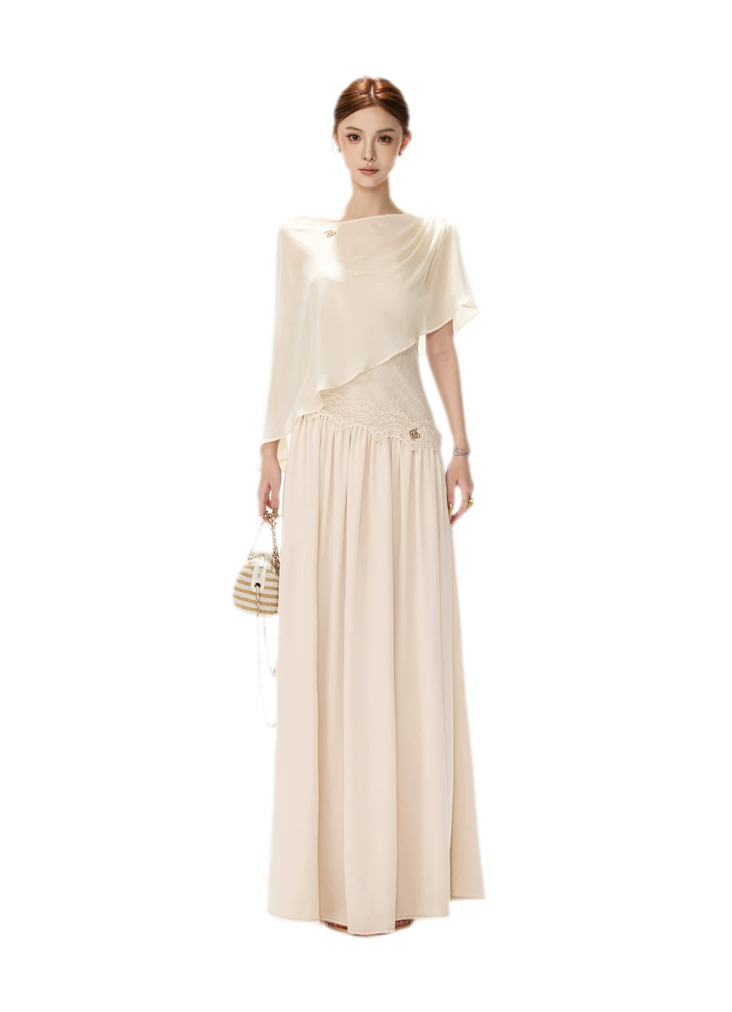 Lace Backless Satin Dress