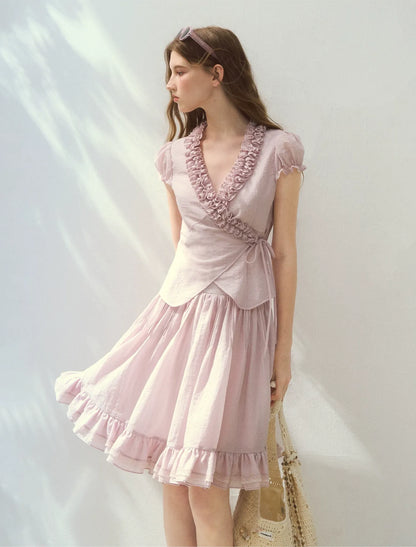 Ruffled Blouse Skirt Set