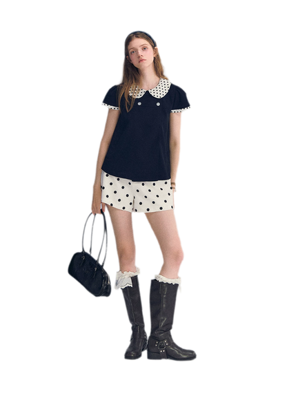 Polka Dot Doll Collar Top