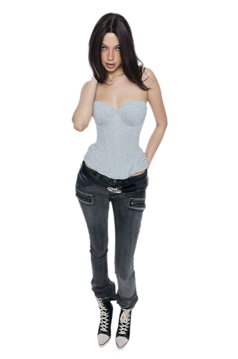 Washed Cotton Corset Bustier