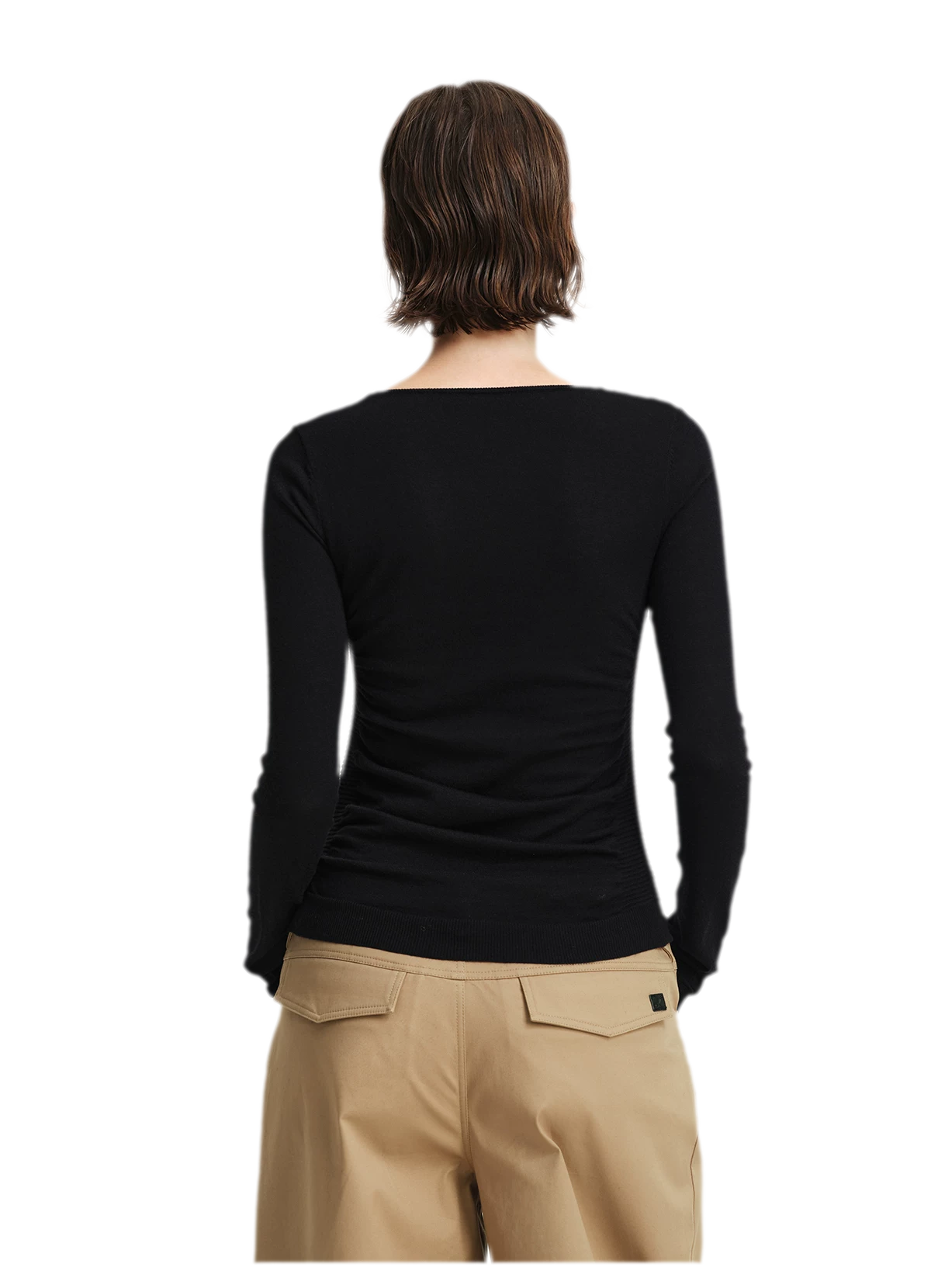 Top in maglia slim arricciato in lana