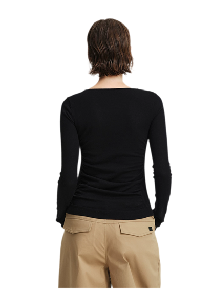 Top in maglia slim arricciato in lana