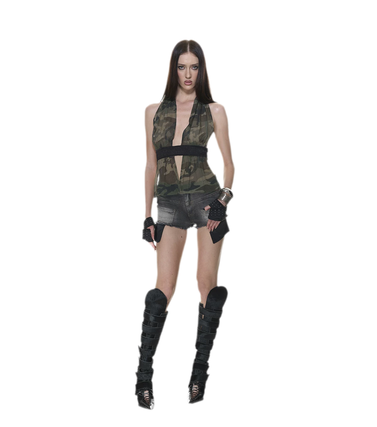Mesh Halter Backless Top