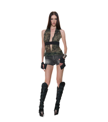 Mesh Halter Backless Top