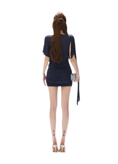 Cape One-Shoulder Dress