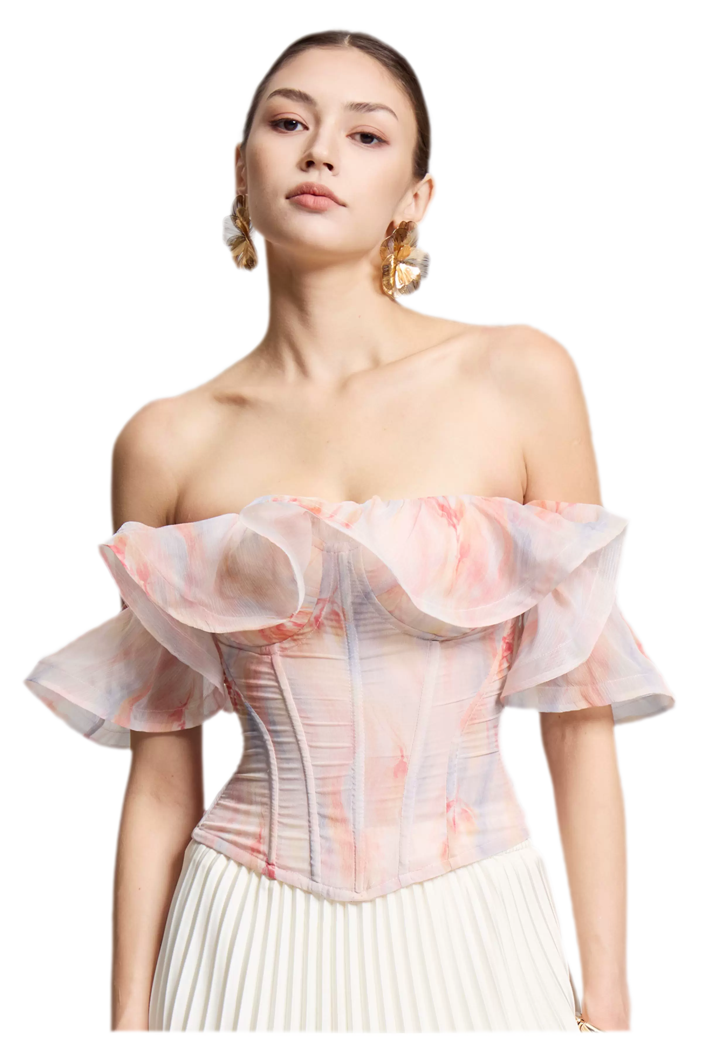 Rainbow Ruffle Corset Bustier