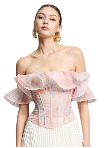 Rainbow Ruffle Corset Bustier
