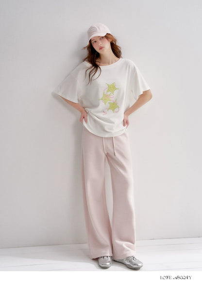 Asymmetrical Starfruit Print T-shirt