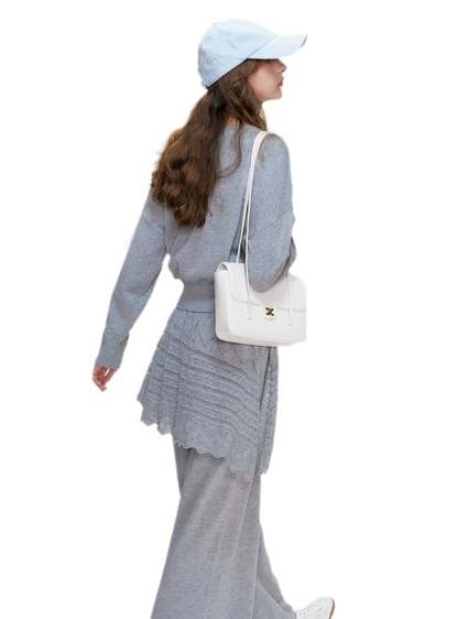 Wool Blend Asymmetric Knit Set