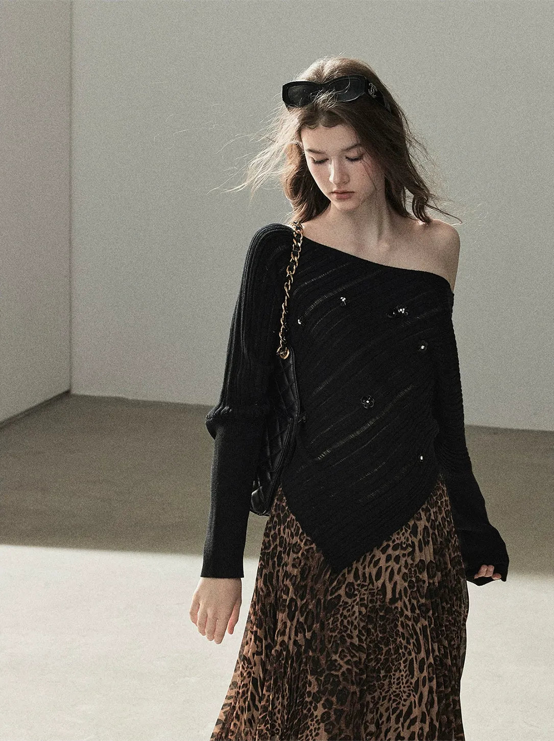 Asymmetric Cutout Relaxed Knit Top