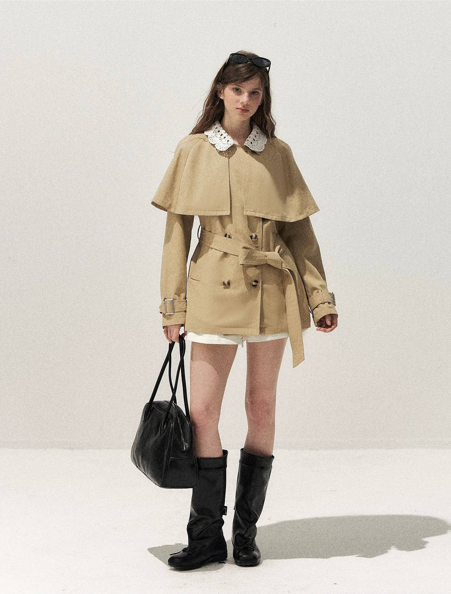 Crochet Cape Trench Coat
