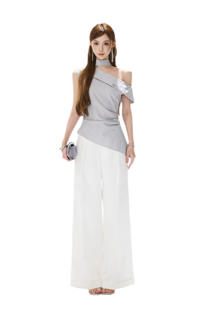 Asymmetrical Halter Blouse