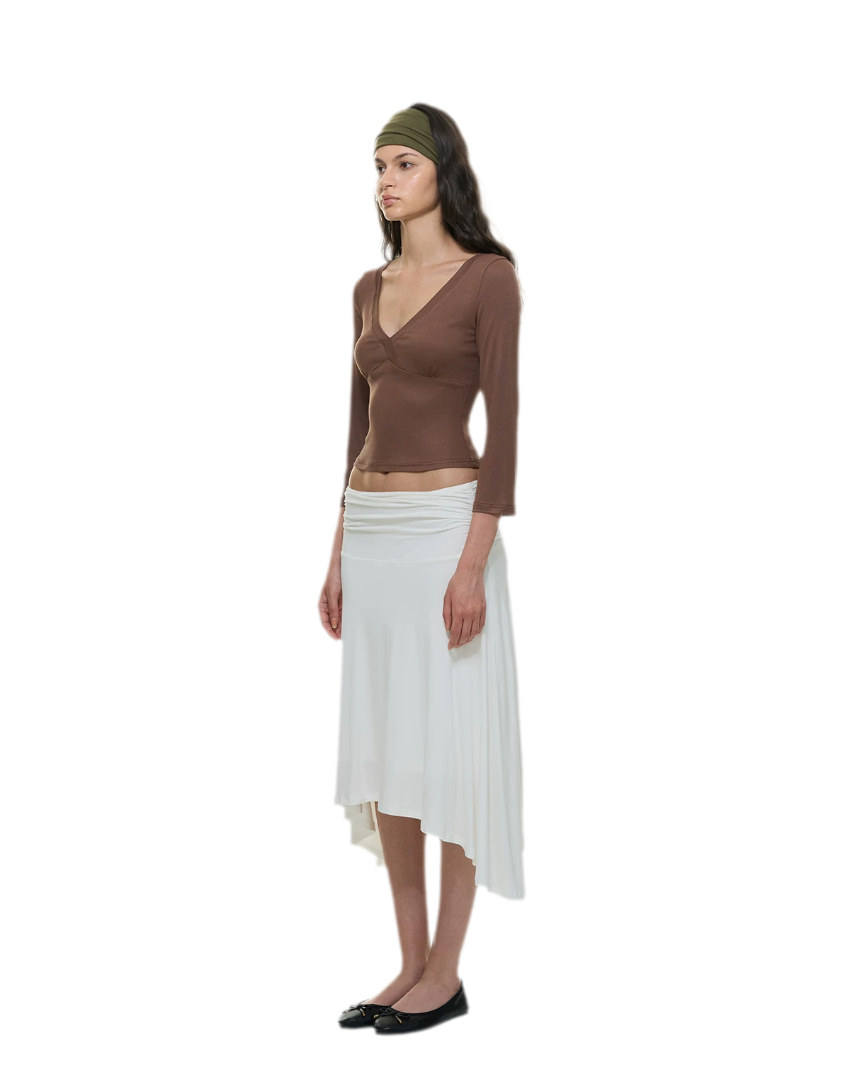 Crossfront Ribbed V-Neck Top