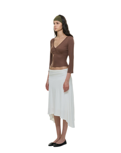 Crossfront Ribbed V-Neck Top