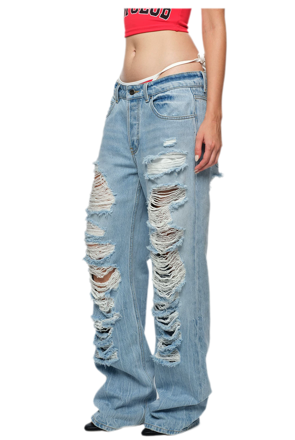 Frayed Straight-Leg Jeans